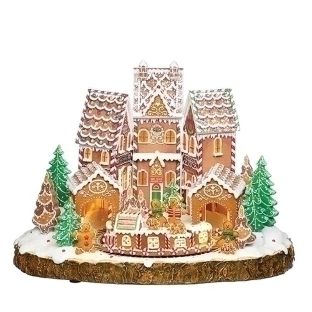 Roman 13.75" LED Lighted Gingerbread Scene Musical Christmas Village